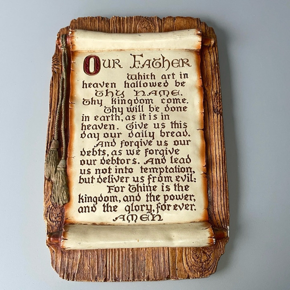 1946 Our Father Prayer H.A. Larsen Toronto Canada Wall Chalkware Plaque Decor